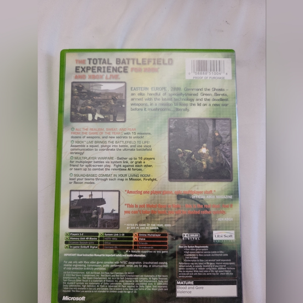 XBOX GAME GHOST RECON